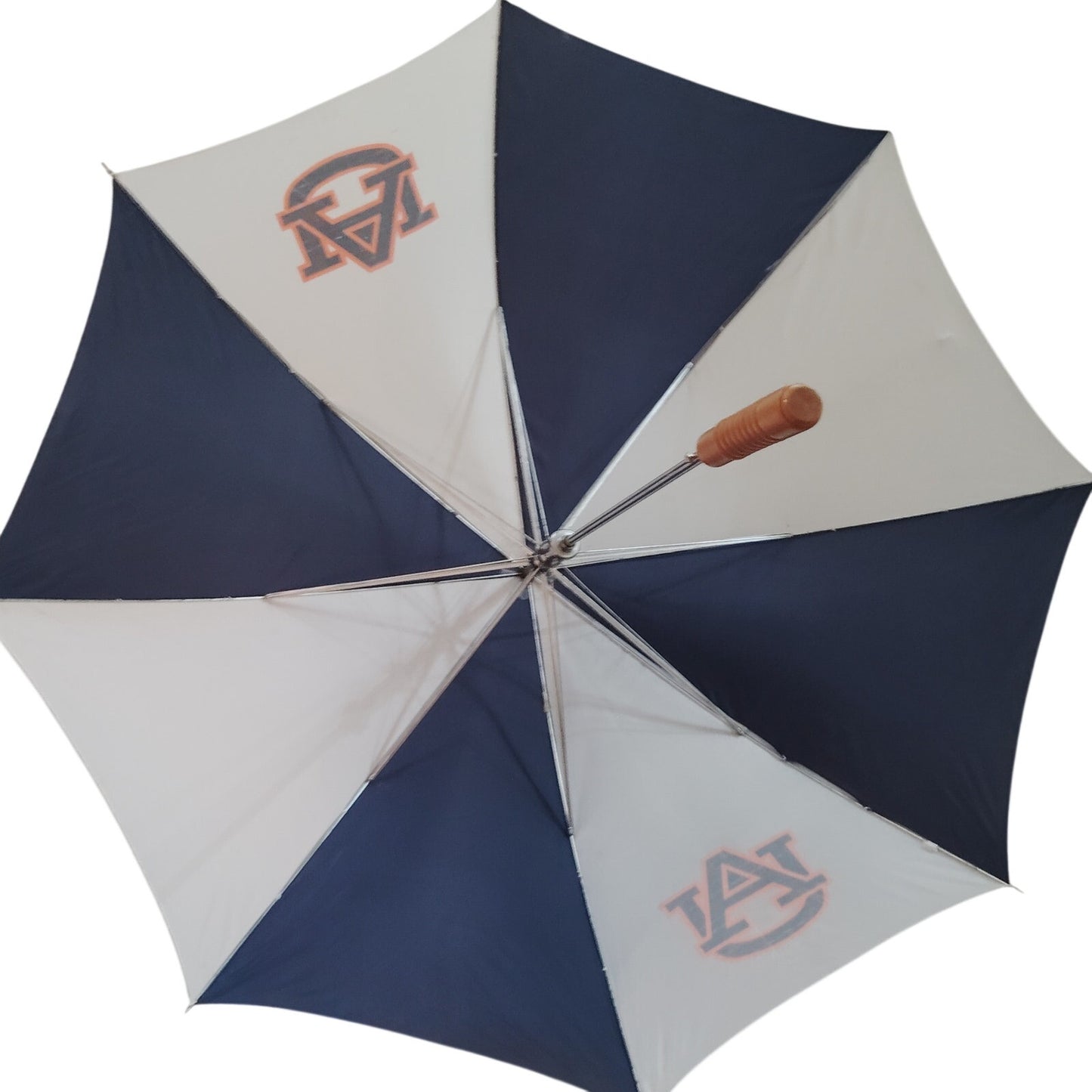 VTG 1970s Auburn Tigers Stick Umbrella – AU Logo – Navy/White – 35"L, 48" Open