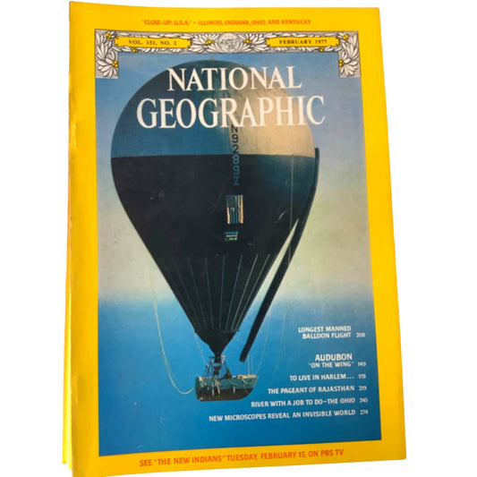 National Geographic Magazine February 1977, Audubon, Harlem, Rajasthan, Ohio...
