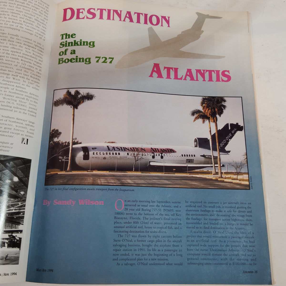 Vintage Airliners Magazine Mar/Apr 1994 Southern Birds of Paradise 727 Dive