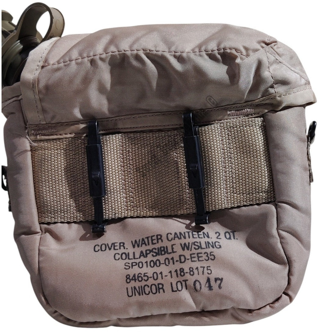 2001 2 QT Collapsible Water Canteen Pouch Carrier Cover, Desert Tan With Bladder