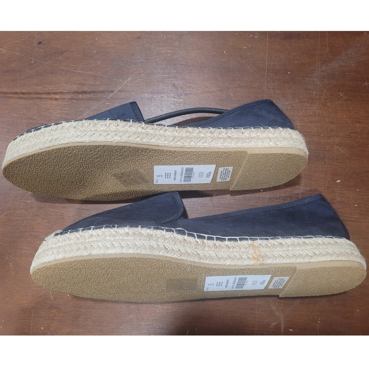 EVANS Women’s Navy Sneaker – Wide Fit, Espadrille Sole, Size 5 EEE