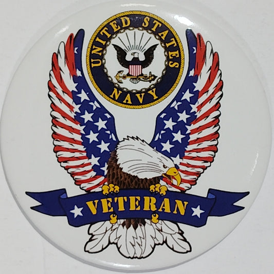Veteran Eagle Magnet – 3" Round – U.S. Navy Seal – Patriotic Wings & Banner