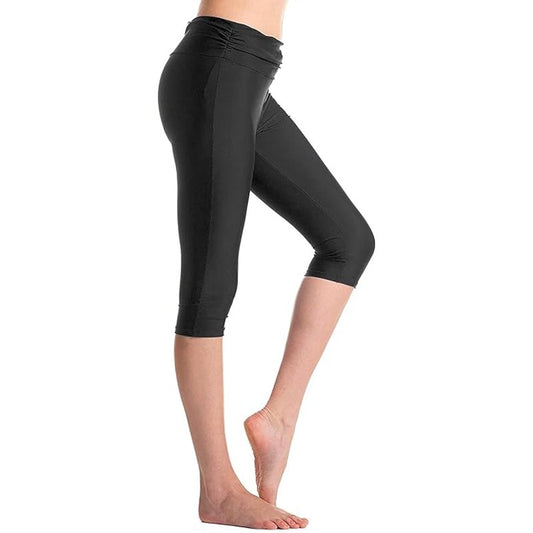 Allez Swim Capris – High‑Waist, Drawstring Leggings – Black – Medium (8) – NWT