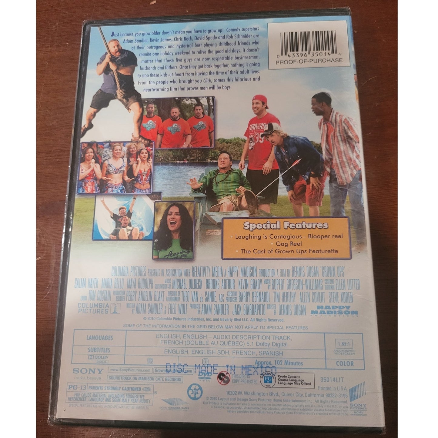 Grown Ups DVD 2010 Adam Sandler Kevin James Chris Rock David Spade Family Comedy