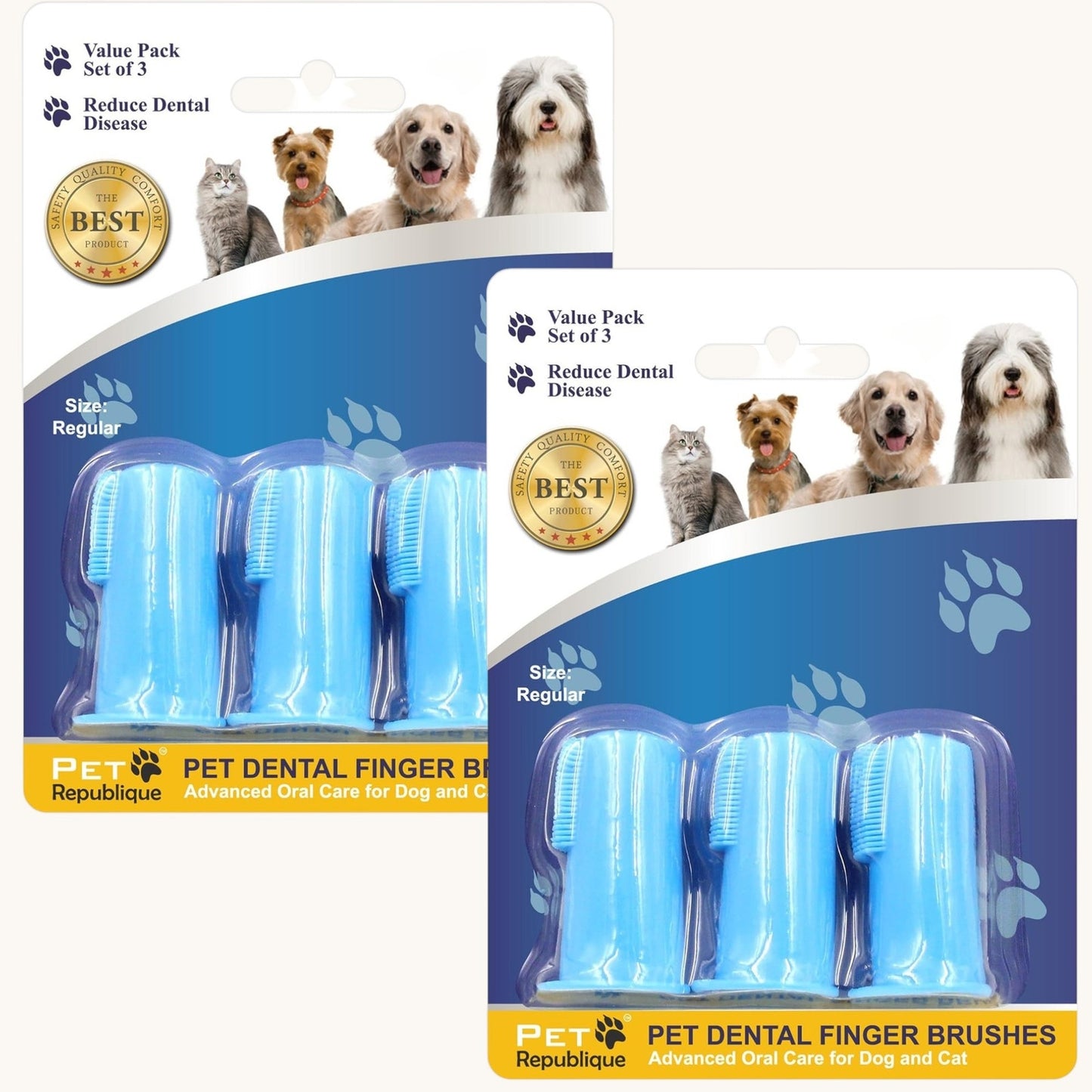 Pet Republique Dog & Cat Finger Toothbrush 6‑Count Soft Silicone Brushes