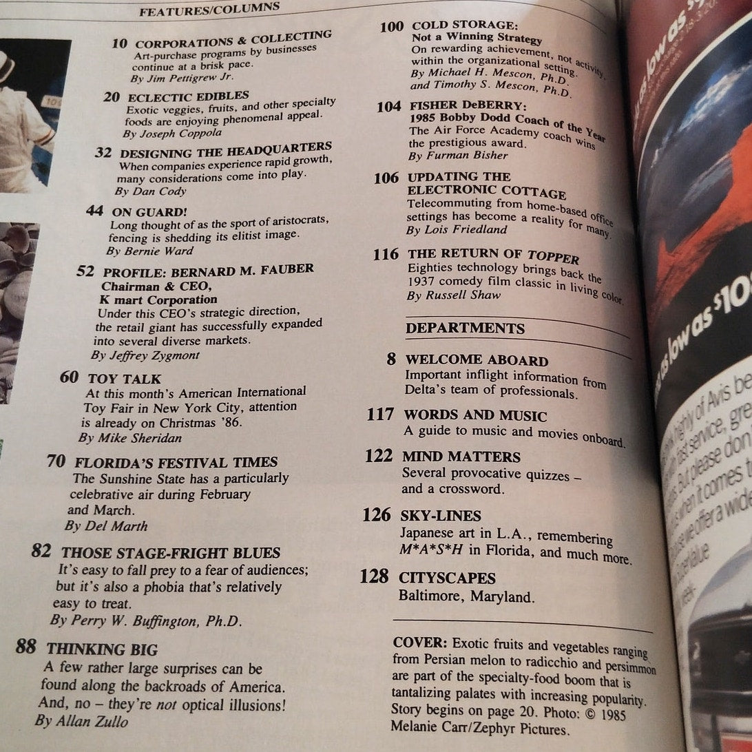 Delta SKY In- Magazine - February 1986 - KMart, Toy Fair, Air Force Academy