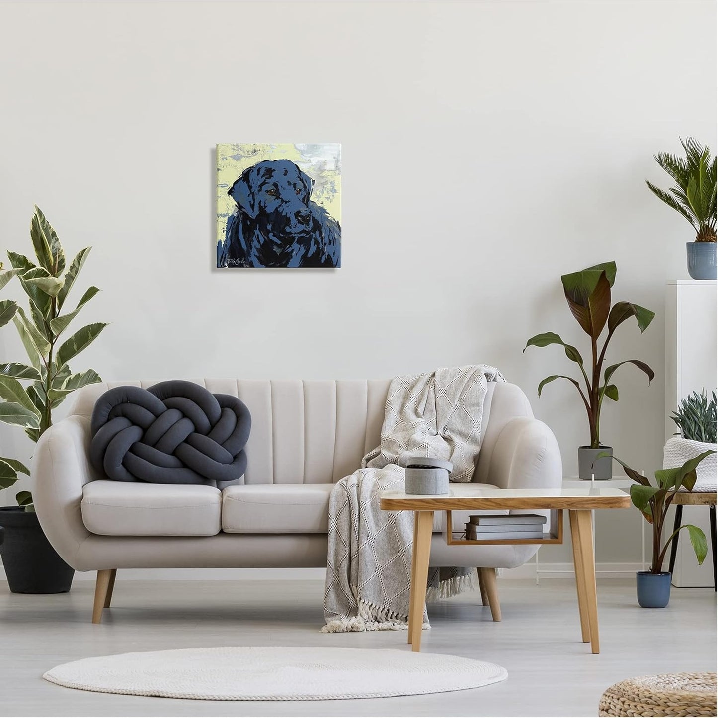 Blue Dog 17" x 17" Stretched Over Wood Canvas Art Print, Design by Debi Coules