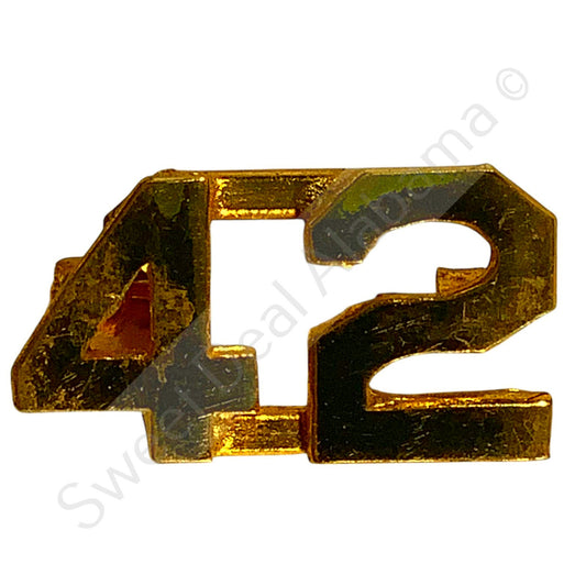 WWI Era Numeric "42", Brass Military C-Clasp Hat / Lapel / Collar Pin 3/8"H