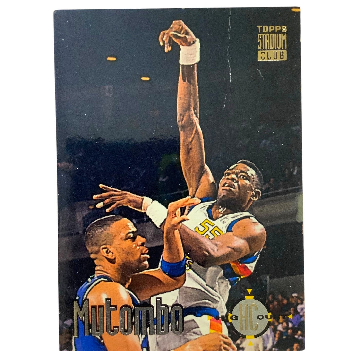 Dikembe Mutombo, Denver Nuggets, 1993 Topps Stadium Club High Court Card 63, EXC