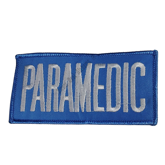 NOS, Paramedic, White on Blue, Iron or Sew-On Embroidered Patch, 4-1/4"W x 2"H