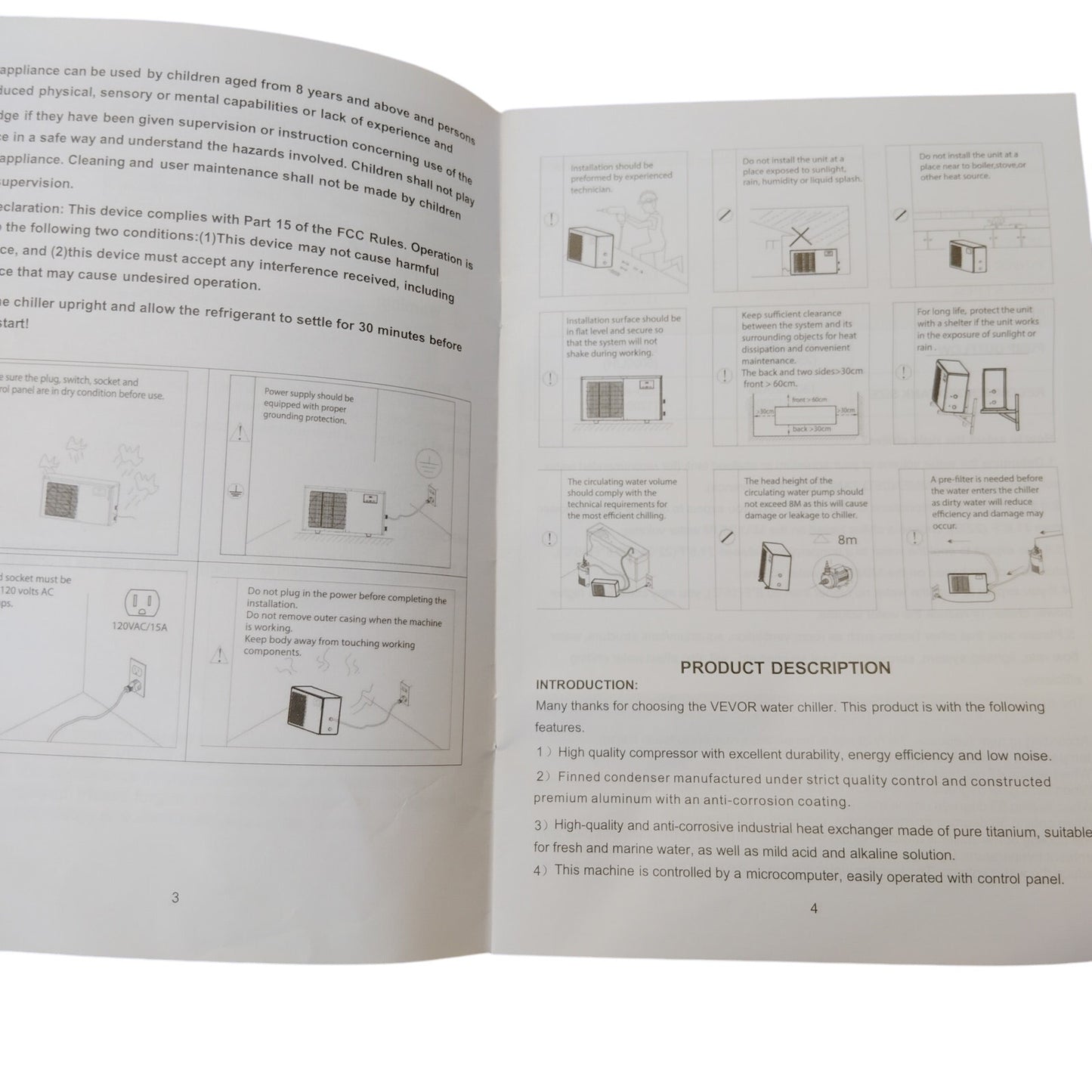 VEVOR Aquarium Chiller – 1.5 HP – 500 Gal – Titanium Evaporator – Gray