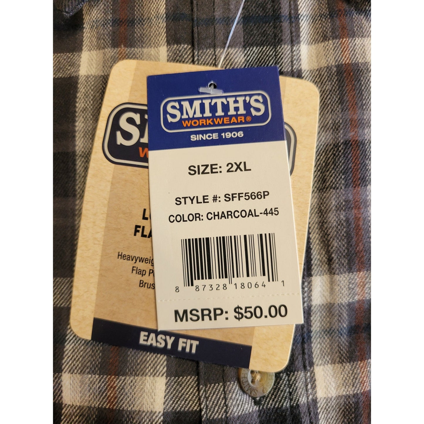 Ely Cattleman Unlined Flannel Big and Tall Mens Long Sleeve Western Shirt, 2XL