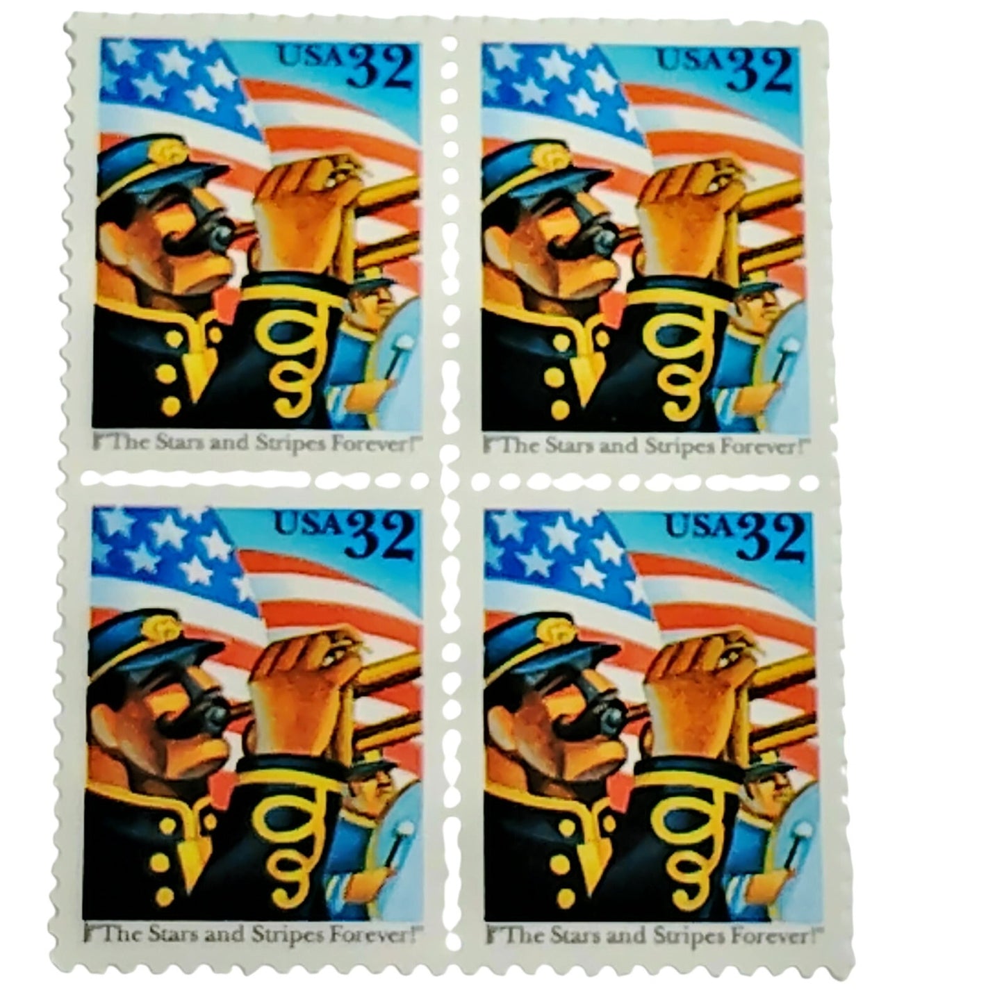 Block of 4 – 1997 USA 32¢ Stars and Stripes Forever Comm. Block MNH – Scott 3153