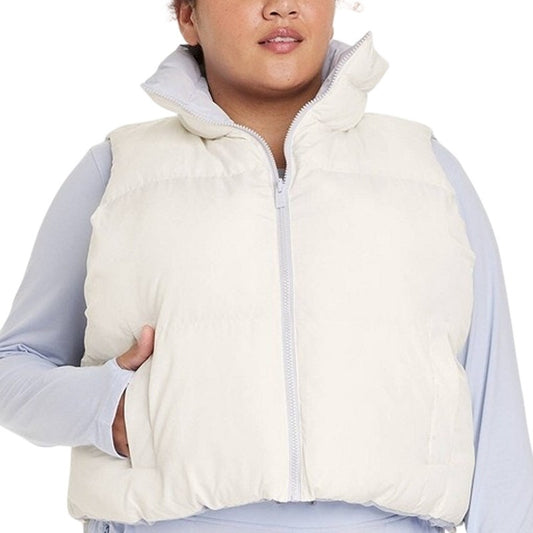 Women’s Reversible Snowsport Short Puffer Vest – All in Motion – Cream – 3X