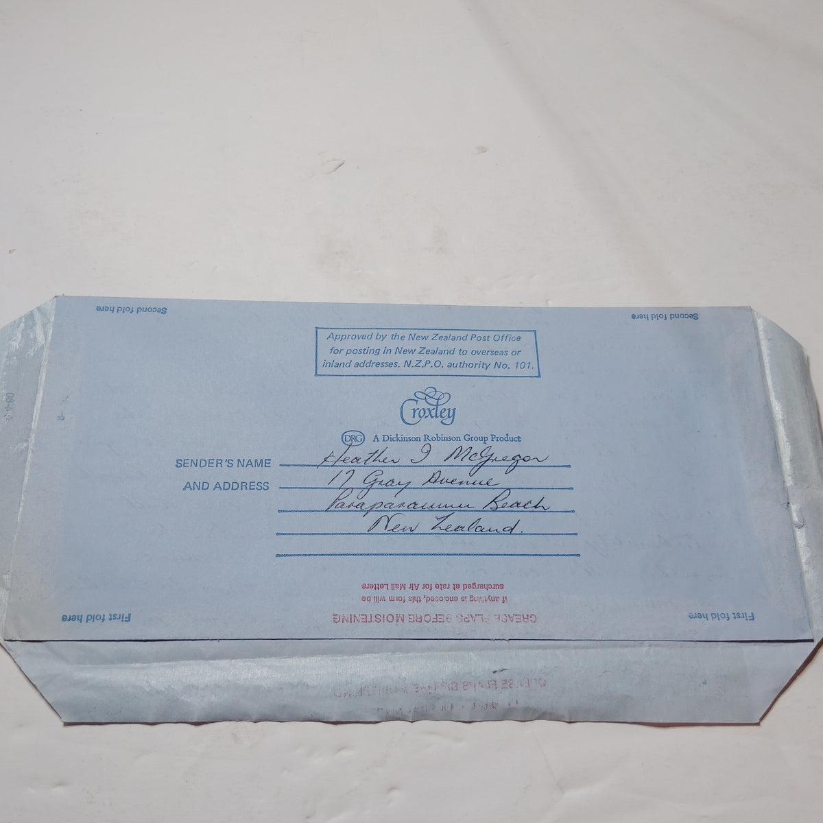 1982 New Zealand 40c Aerogramme Cover Croxley Letter Bradenton FL Airmail