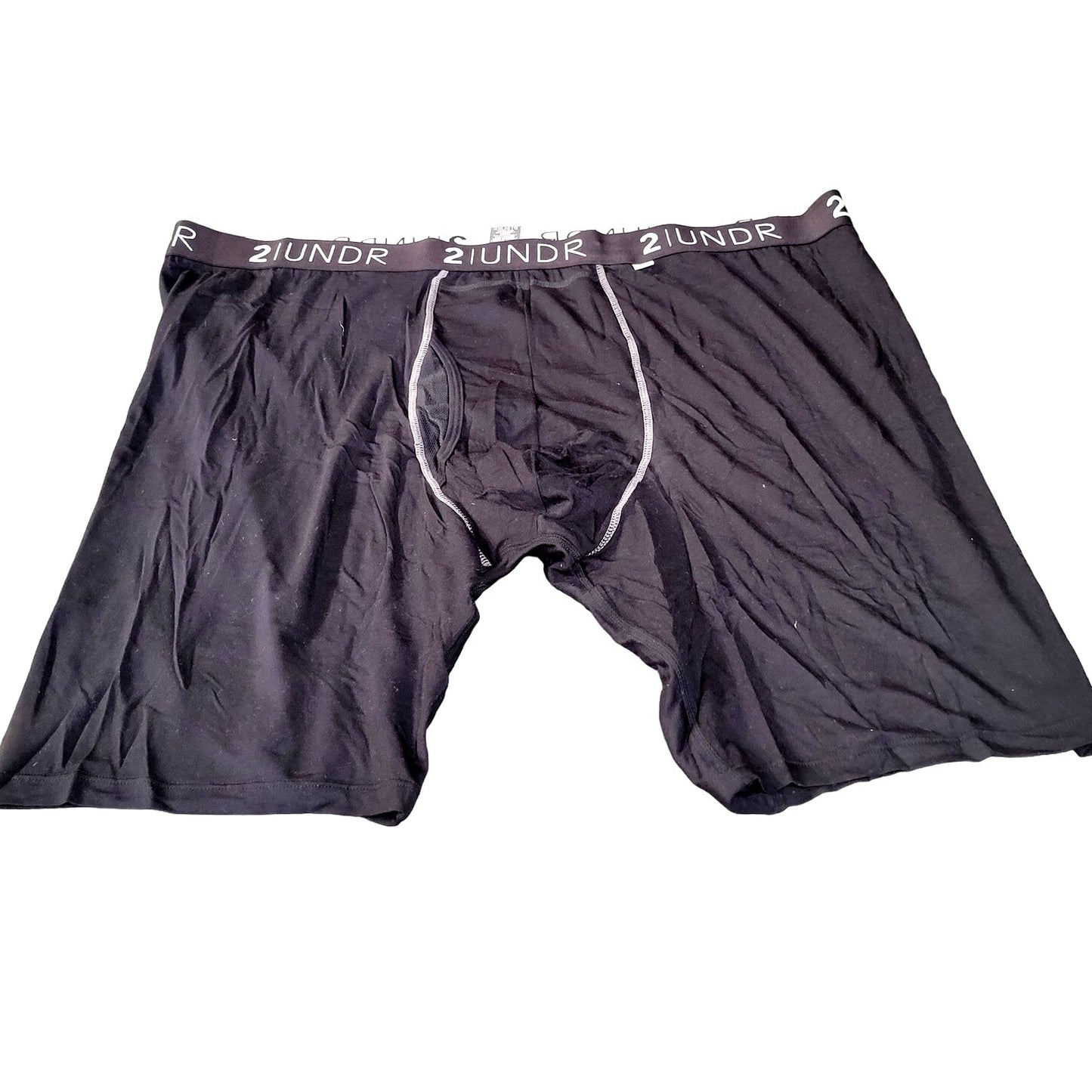 2UNDR Mens Swing Shift 9" Boxer Long Leg Underwear (Black/Grey, 4X-Large)