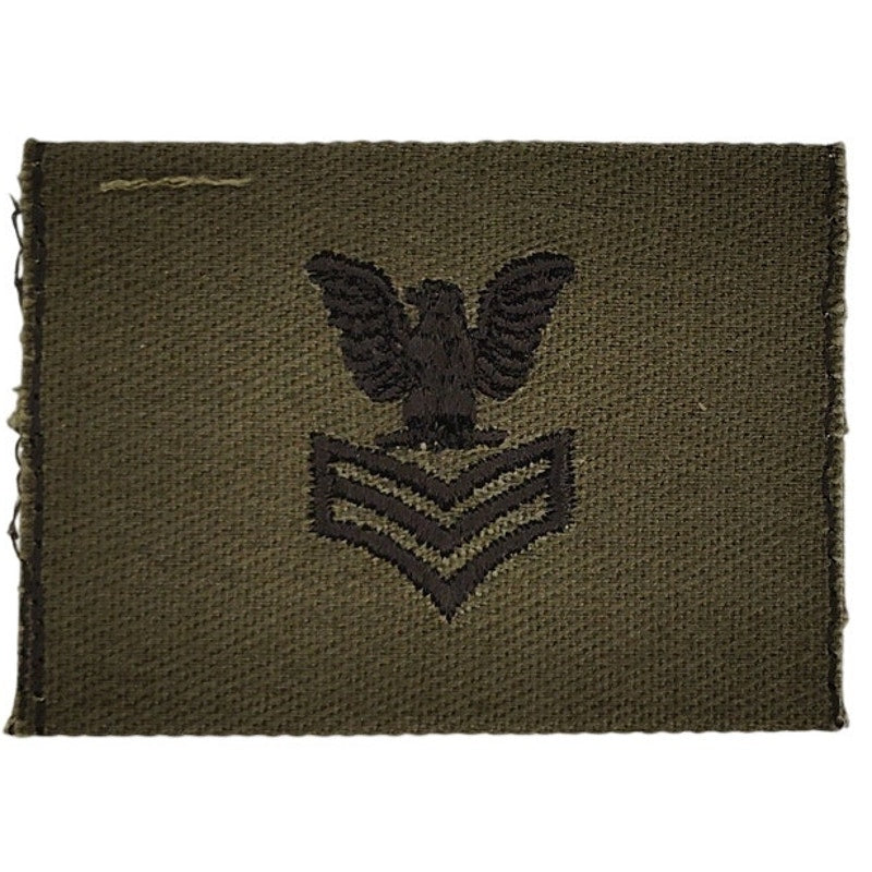 US Navy PO1 E‑6 Subdued OD Rating Device Patch 2‑3/8" × 1‑3/4" Sew‑On