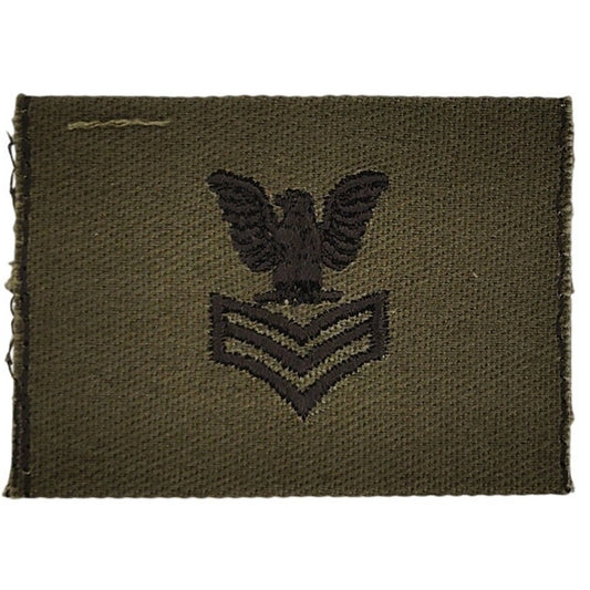 US Navy PO1 E‑6 Subdued OD Rating Device Patch 2‑3/8" × 1‑3/4" Sew‑On