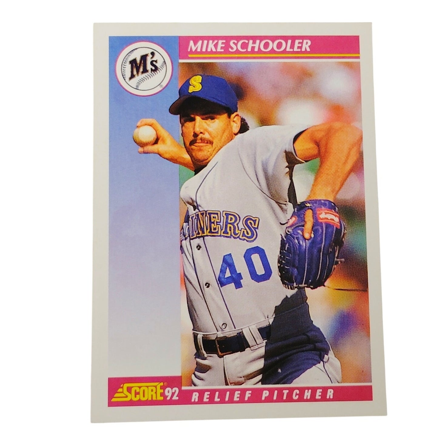 1992 Score Mike Schooler #654 Seattle Mariners Relief Pitcher MLB Baseball NM