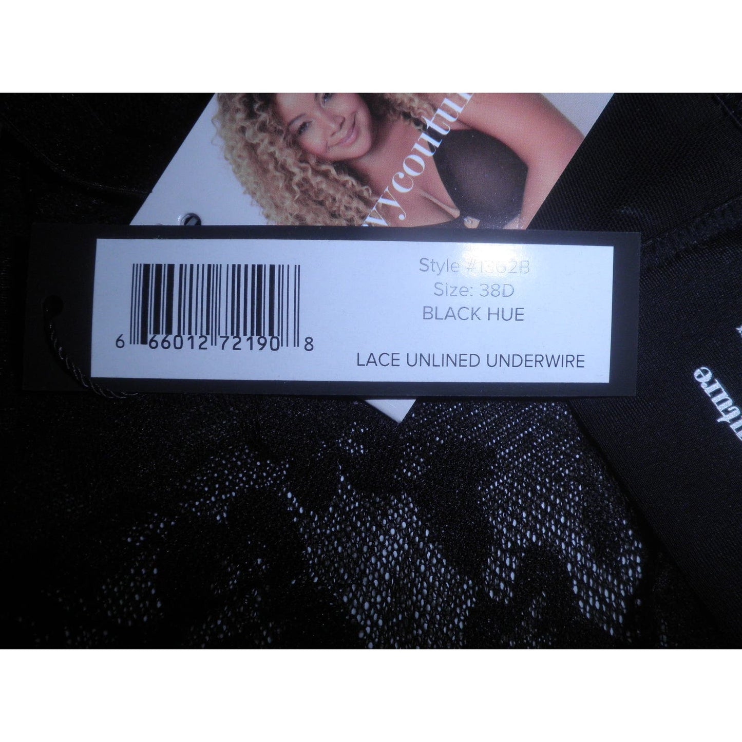 Curvy Couture Women's Plus Size No Show Lace Unlined Underwire Bra, 38D, Black