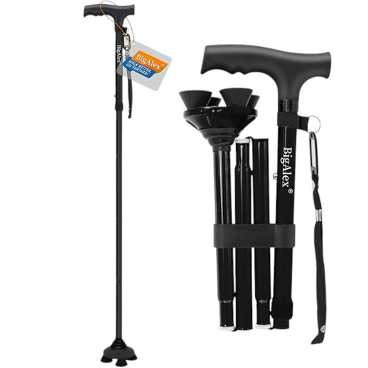 BigAlex Folding Walking Cane – Adjustable Height – 350 lb Support