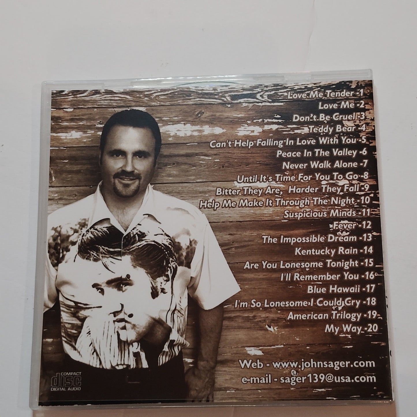 John Sager “Tribute to Elvis” Rare 20‑Track Branson Custom CD, EUC