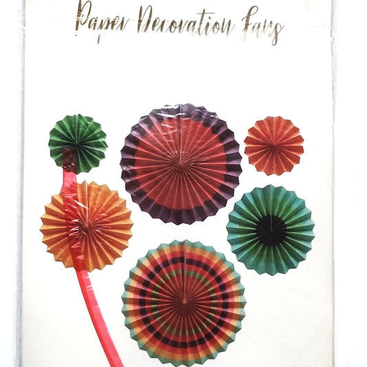 Paper Decoration Fans Set of 6 Multicolor Hanging Party Decor 20cm‑30cm‑40cm