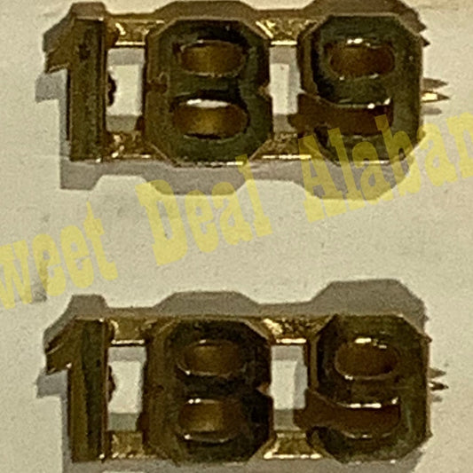 Early/Mid 1900s Brass C-Clasp "189" Collar Device 3/8"H Hat / Lapel Pins Set
