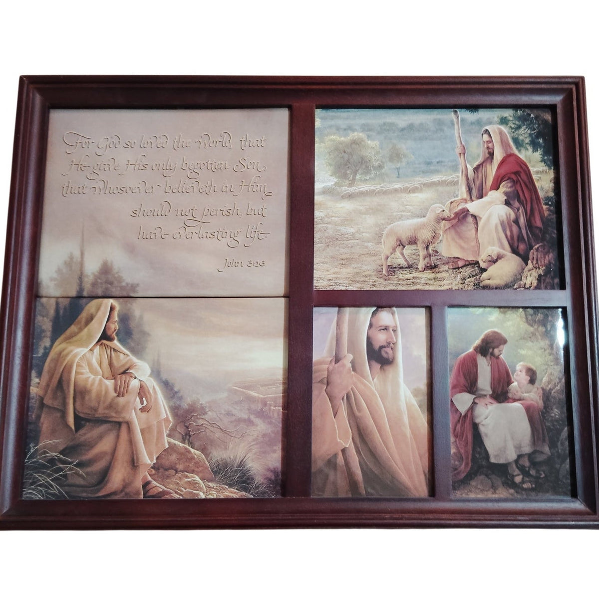 Bradford Exchange Greg Olsen 4-Plate Framed Set "For God So Loved the World"