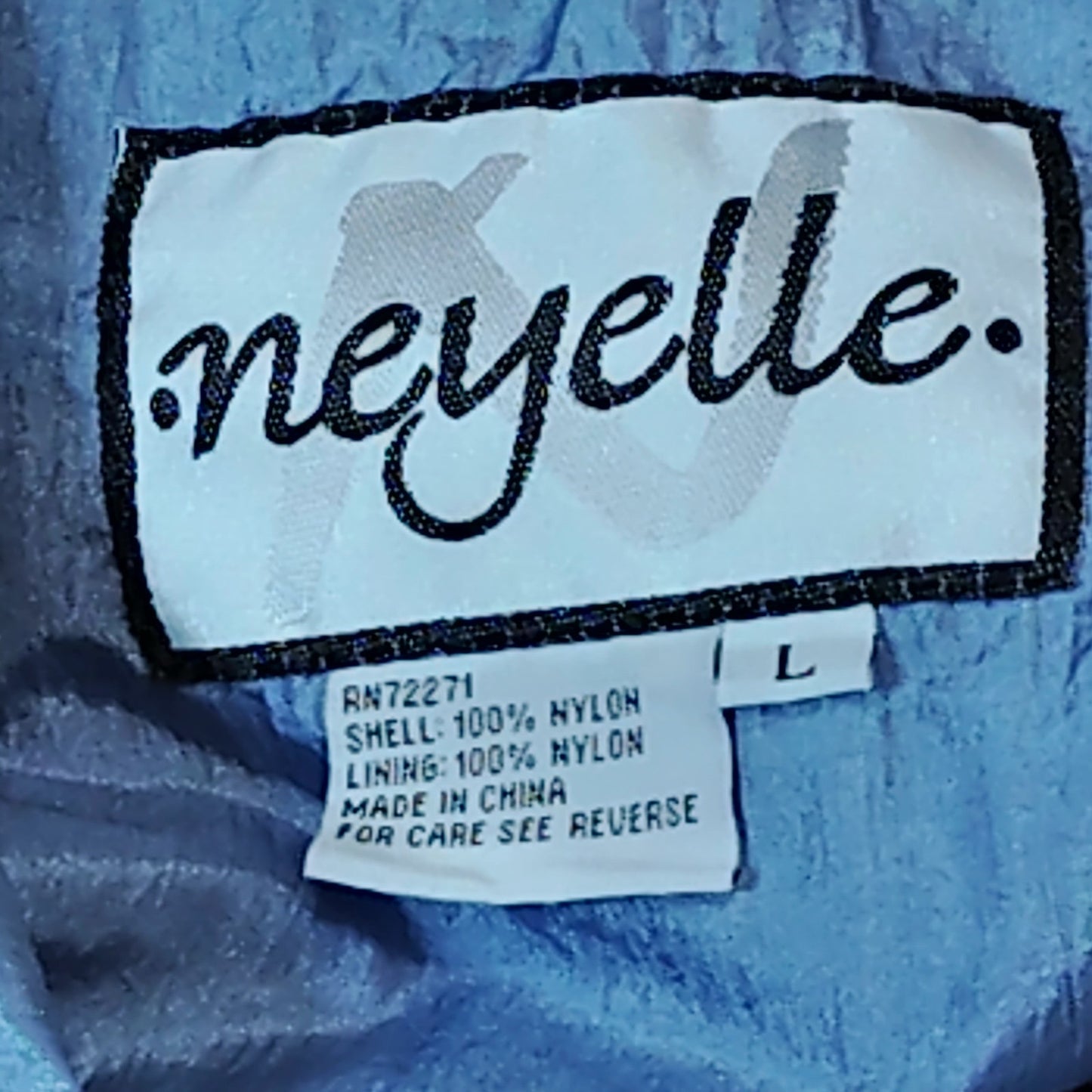 Vintage Neyelle Light Blue Nylon Windbreaker Jacket - Women's Large 80s 90s