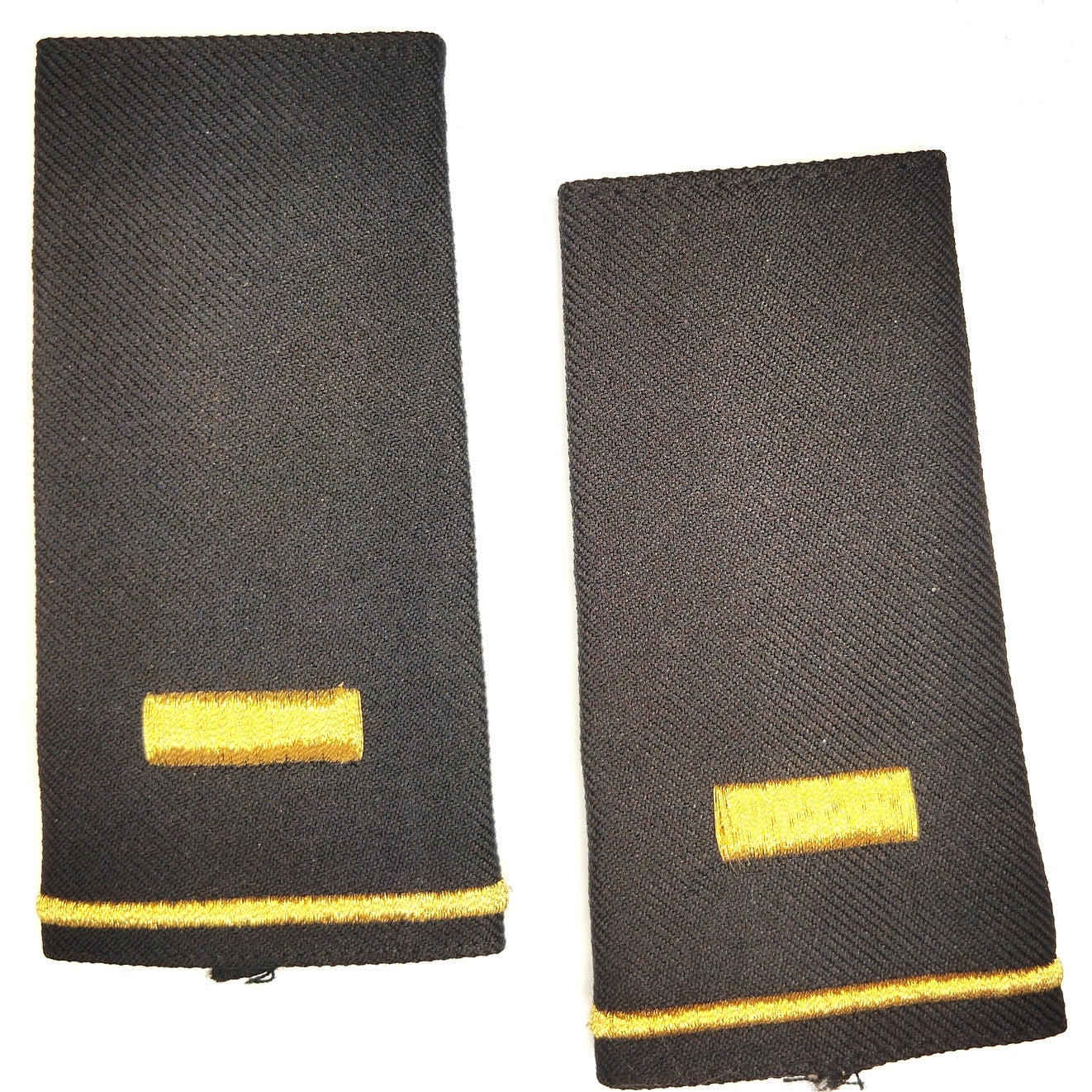 Army Second Lieutenant O‑1 Shoulder Boards Gold on Black ASU Pair 4‑3/8 × 2‑1/4"