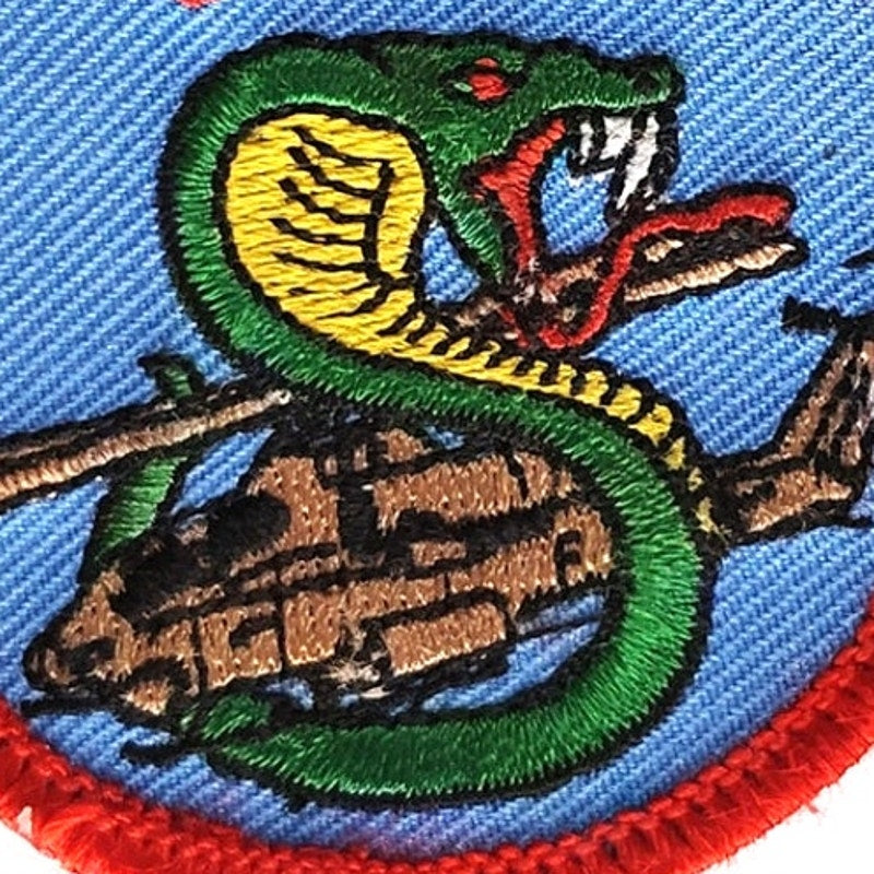 Unique Bell AH‑1 Cobra Helicopter Patch Green Snake 2‑1/4" Dia Hook‑Back