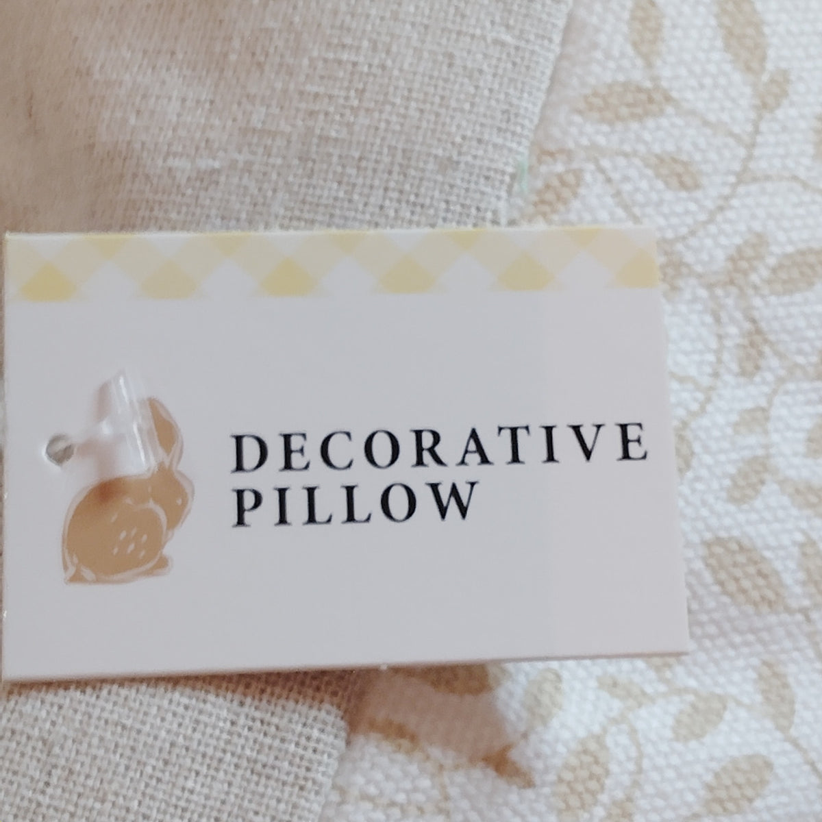 Taupe Bunny 14x14 Decorative Throw Pillow Pom Pom Tail Spring
