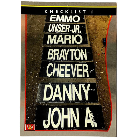 Card Checklist 1 (#1-#34) 1992 Indy Car World Series #13, All Sports Inc., NM