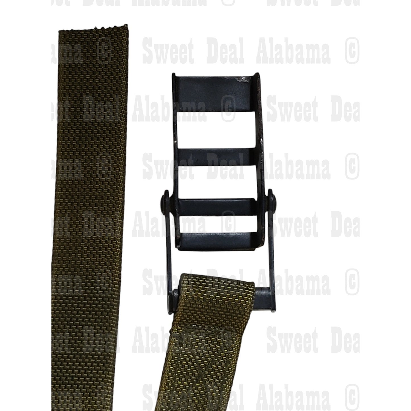 Military 24" OD Webbing Strap, 1" Wide, Black Buckle, Utility Tie-Down Extension