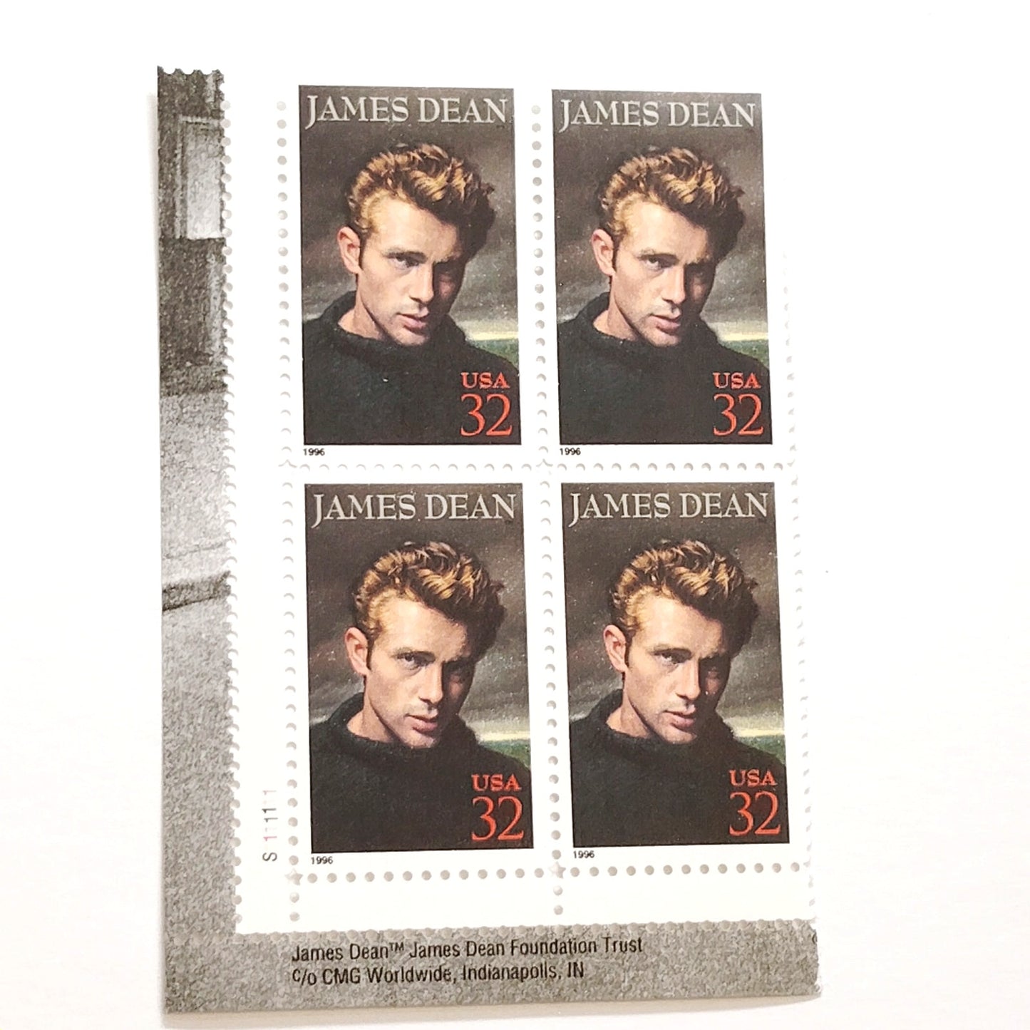 Block of 4 – 1996 USA 32¢ James Dean Legends of Hollywood MNH – Scott 3082