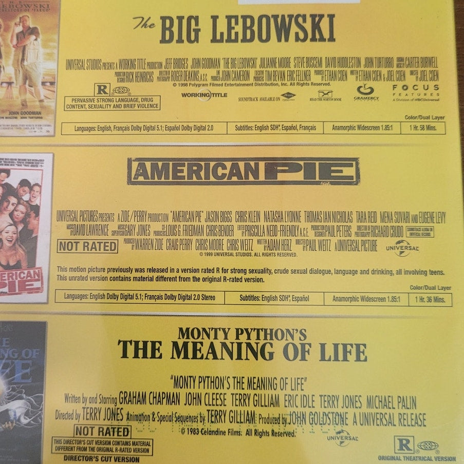 3 Movie DVD Comedy Collection – Big Lebowski, American Pie, Monty Python