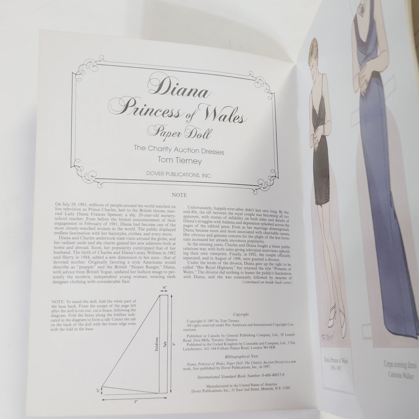 Diana Princess of Wales Paper Doll Charity Auction Dresses 1997 Paperback