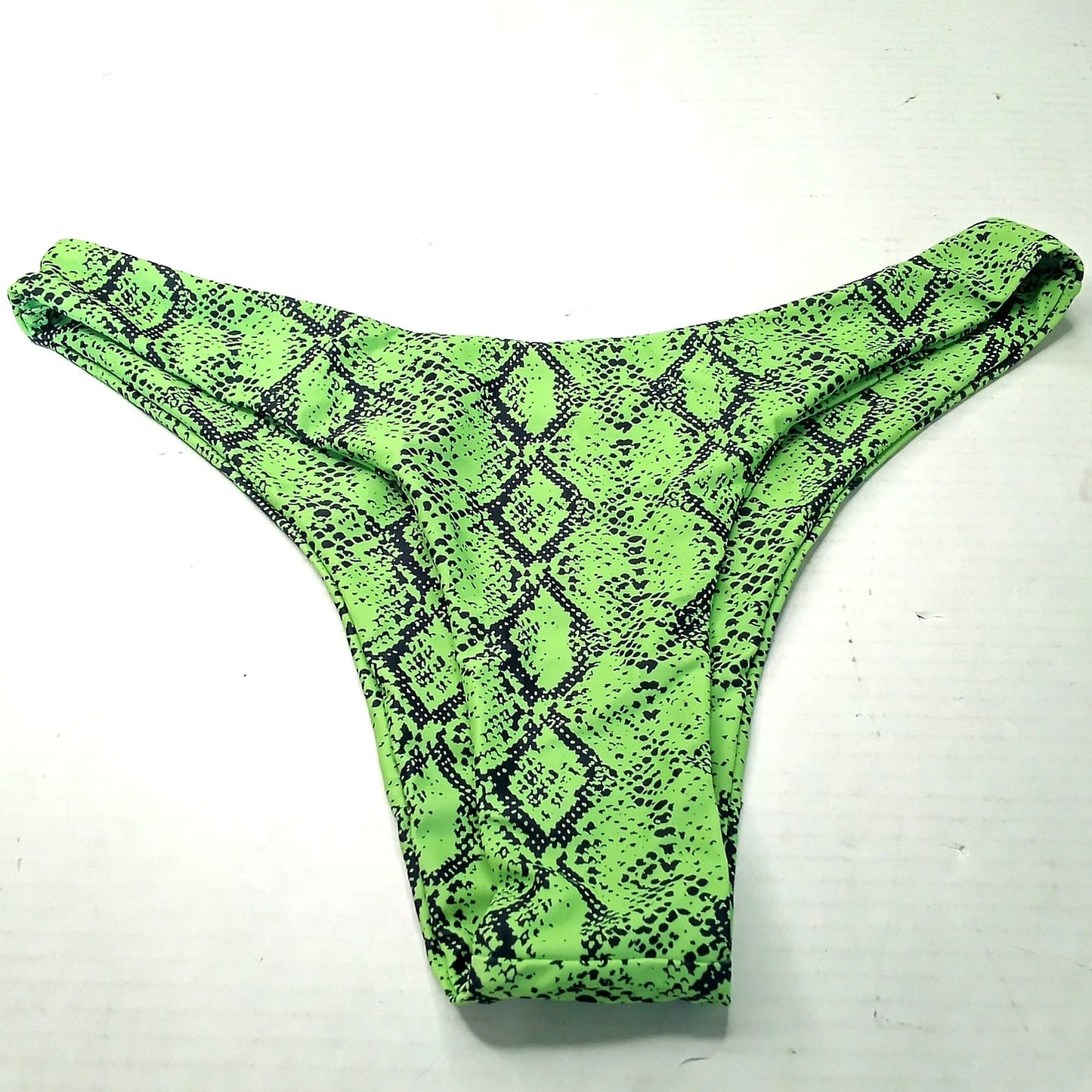 Zaful Green Snake Print Bikini Bottoms High Cut Swim Bottoms Women’s Large (8)