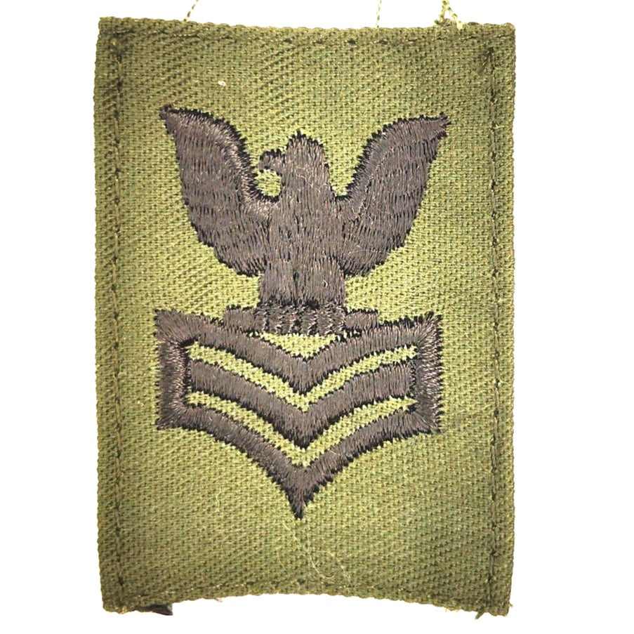 Vintage US Navy E‑6 Petty Officer First Class Subdued Cap Device TE Sew‑On Patch
