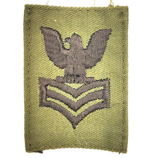 Vintage US Navy E‑6 Petty Officer First Class Subdued Cap Device TE Sew‑On Patch