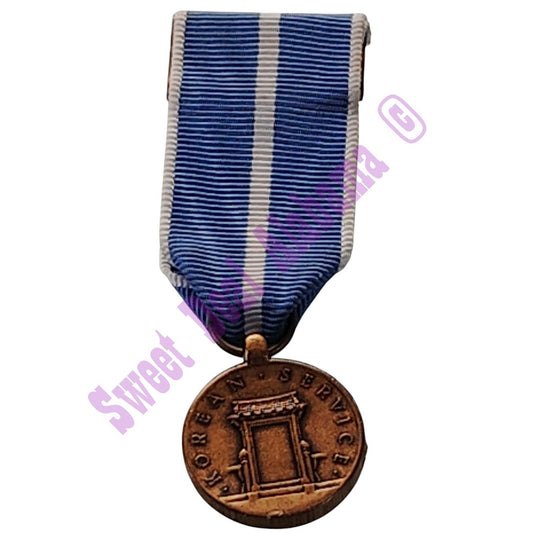 Republic of Korea War Service Mini Medal (3/4"D) Ribbon (3/4"W) Overall 2-1/4"H