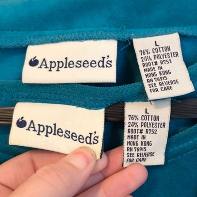 Appleseed's 2-Piece Velour Dress & Cardigan Set Teal Black Colorblock Size L