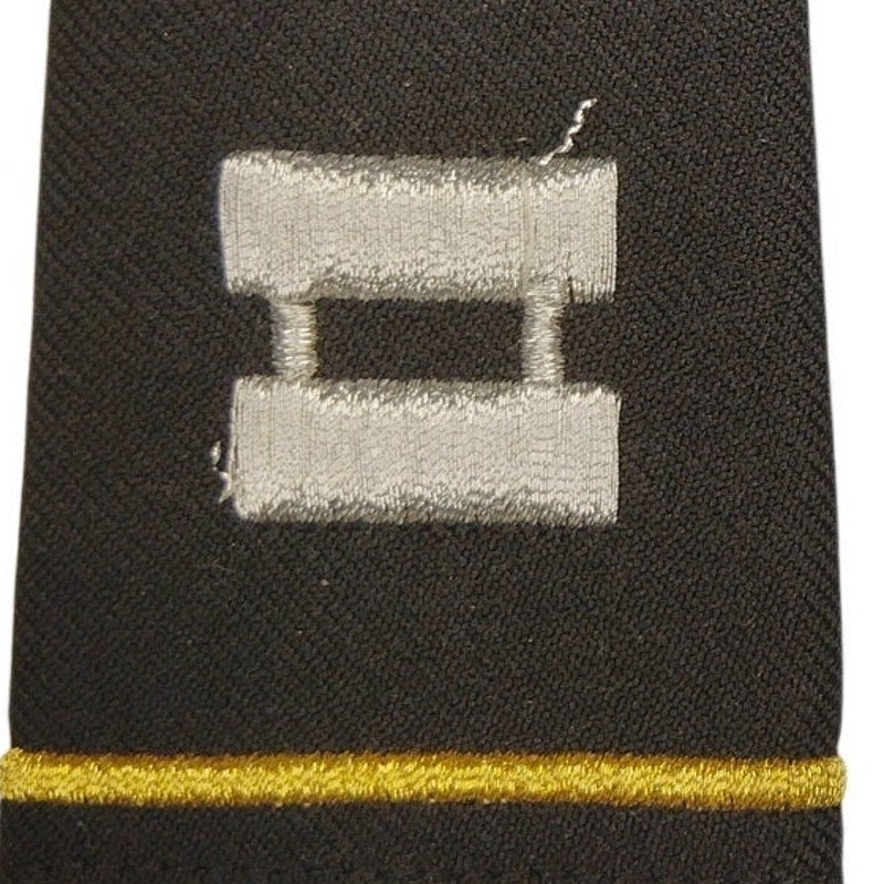 US Army Captain O‑3 Shoulder Marks Female 3‑1/4" × 2‑1/8" Black Pair