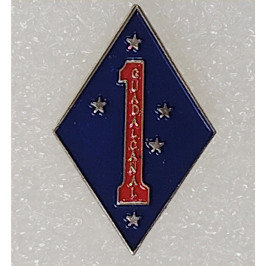 1st Marine Division Guadalcanal Novelty Hat/Lapel/Brooch Pin, Enamel Metal