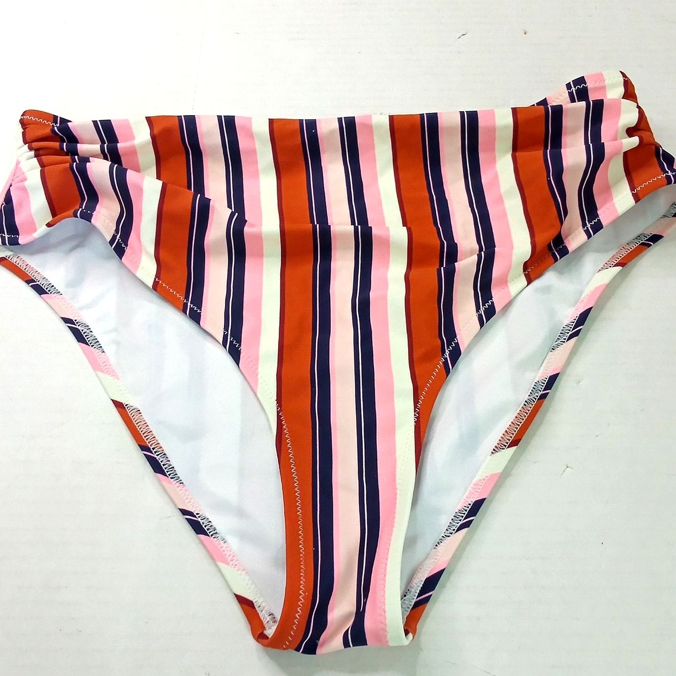 Cupshe Striped High Waisted Bikini Bottoms Ruched Vintage Style Women’s Medium