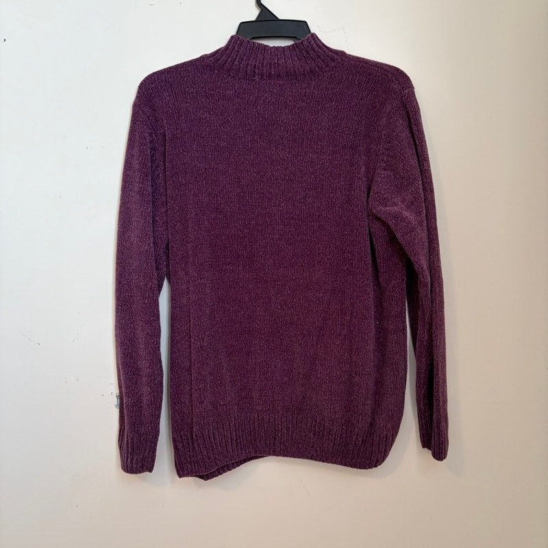 Blair Women's Purple Chenille Mock Neck Sweater - Size L