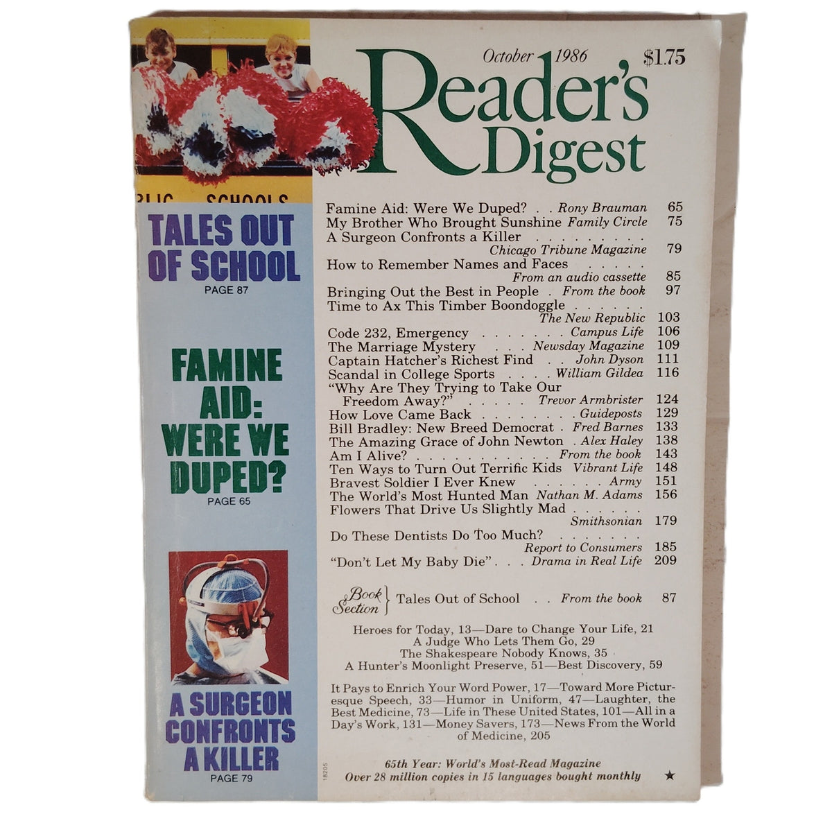 Reader's Digest October 1986 Tales Out of School 65th Year Vintage Magazine