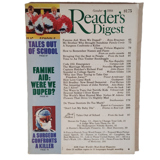Reader's Digest October 1986 Tales Out of School 65th Year Vintage Magazine