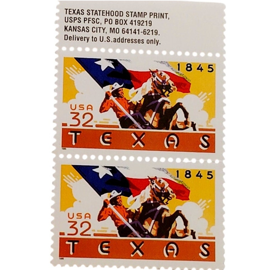 Set of 3 – 1995 USA 32¢ Texas Statehood MNH Scott 2968 with Selvage